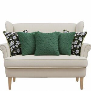 SOGA 5PC Black Floral Forest Green Diamond Knit Pillow Covers Decorative 45cm